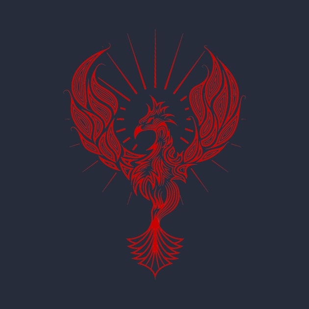 Tribal Phoenix Bird Rising in Red by Pangea5