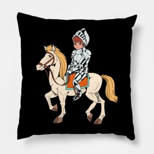 Boy in armor riding horse - knight Pillow