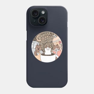 happy coffee cat Phone Case