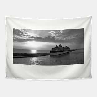 Civitavecchia Harbour - B&W Tapestry