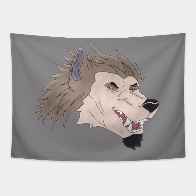 Anthro wolf face Tapestry by Veleno