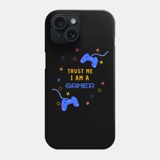 Trust Me I Am A Gamer - Yellow Text With Controllers Phone Case