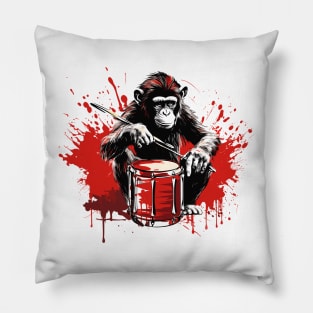 Monkey Playing Drums Pillow