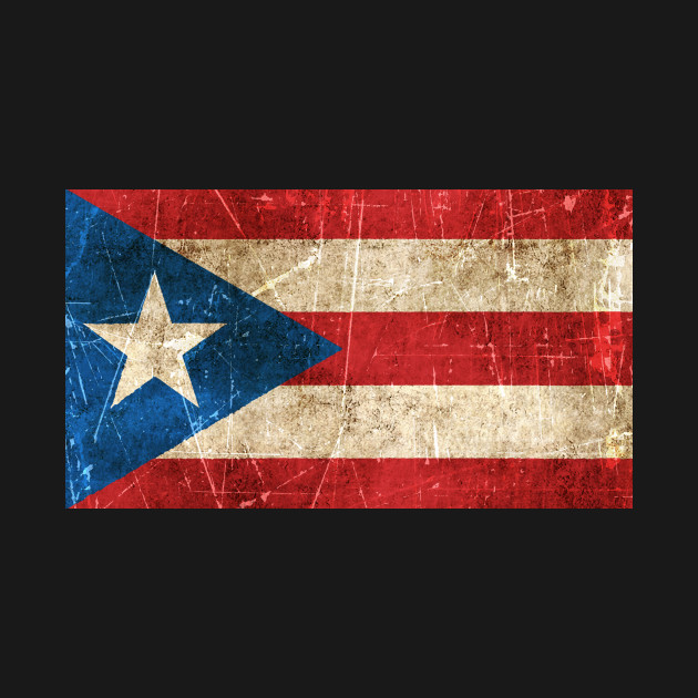 Vintage Aged And Scratched Puerto Rican Flag