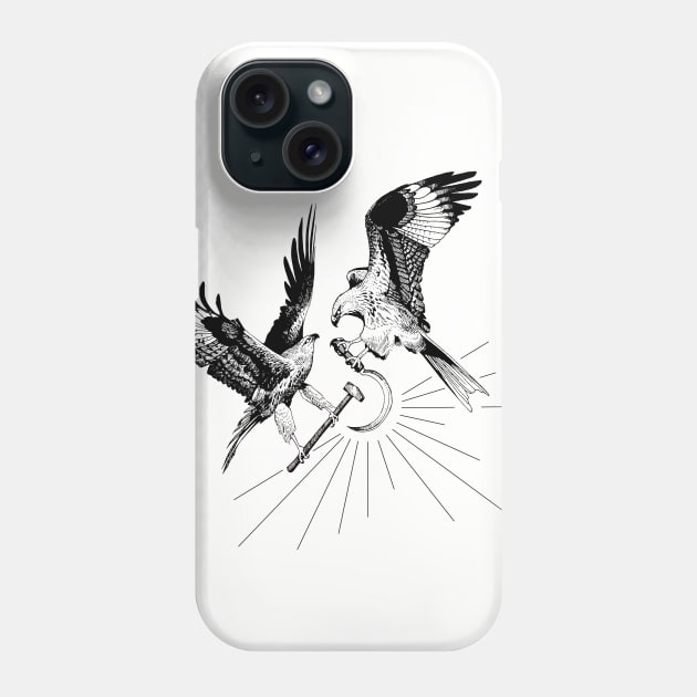 Red Kites (black on light) Phone Case by conflictedlizard