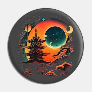 Japanese Temple Tokyo  Asian Inspired Retro Japan Pin