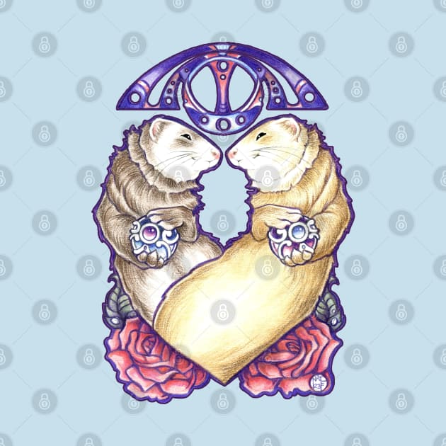 Ferret Gemini Zodiac Sign by Nat Ewert Art