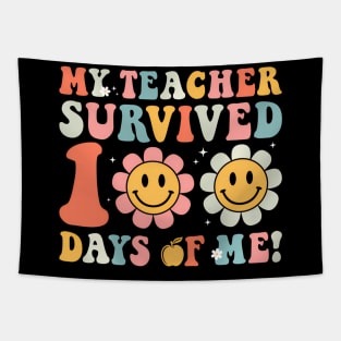 My Teacher Survived 100 Days Of Me School Groovy Tapestry