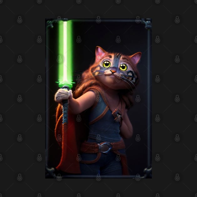 Fun Cat Print ~ AI Art ~ Fantasy Cat ~ Sci-fi Cat ~ Cats with Lightsabers by catsnlightsabres