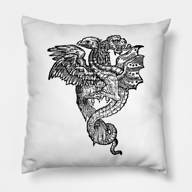 Serpent vs. Bird Pillow by Megatrip