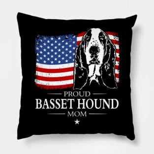 Proud Basset Hound Mom American Flag patriotic dog Pillow