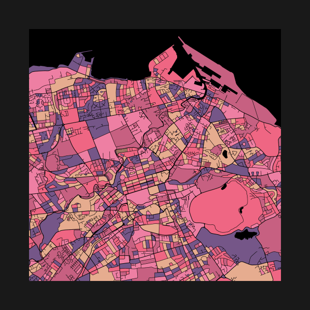 Edinburgh Map Pattern in Purple & Pink by PatternMaps