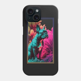 French Bulldog Dog Vibrant Tropical Flower Tall Digital Oil Painting Portrait 4 Phone Case