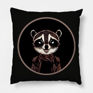 Hipster Common Raccoon Circle Design Pillow