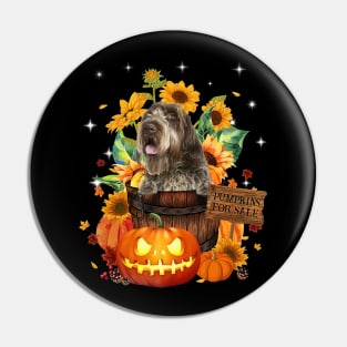 Wirehaired Pointing Griffon Halloween Pumpkin Fall Bucket Pin