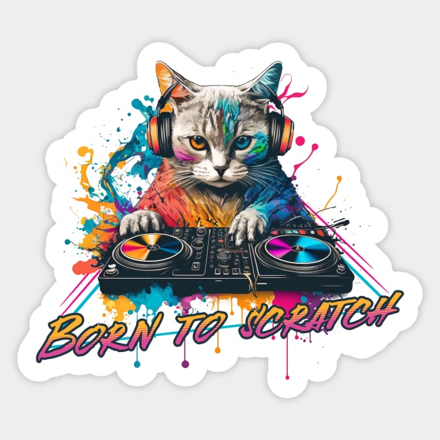 Kitty Cat DJ Scratch' Sticker