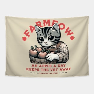 Cat Farmer's Delight: Whimsical Apple Harvest Tapestry