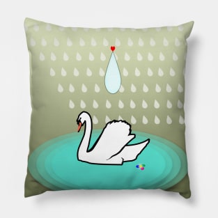 swan in the rain Pillow