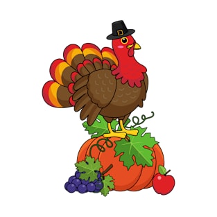 Cute Turkey with Harvest Thanksgiving T-Shirt