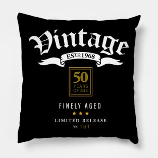 Vintage made in 1968 - 50th Birthday Gift T-shirt Pillow