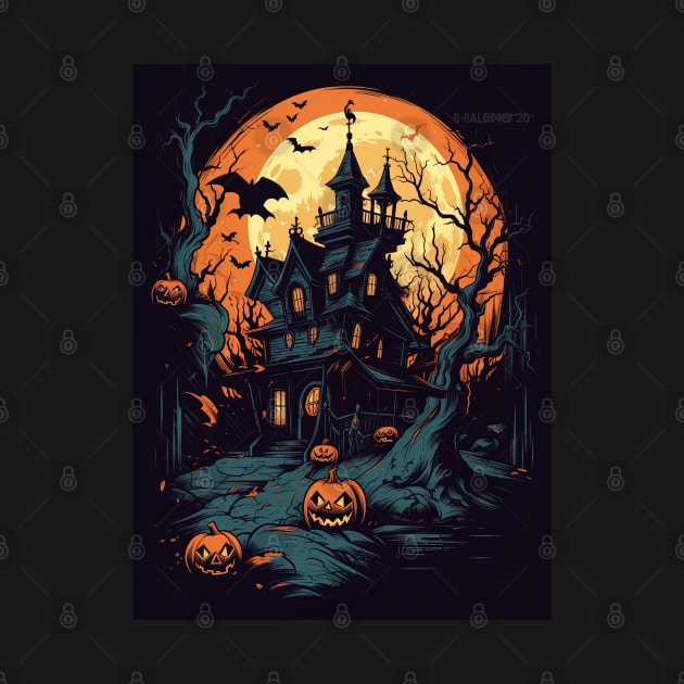 haunted house with halloween pumpkins by Maverick Media