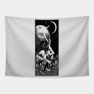 Night devil picks mushrooms Tapestry