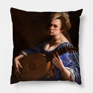 Self-Portrait as A Lute Player by Artemisia Gentileschi Pillow