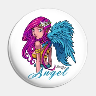 Cute Angel with Flowers Pin