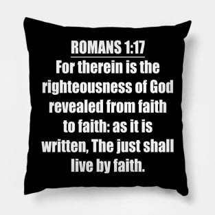 Romans 1:17 King James Version Bible Verse Typography Pillow