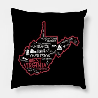 Cute map of Princeton  West Virginia Charleston Lewisburg Huntington Morgantown Buckhannon Pillow