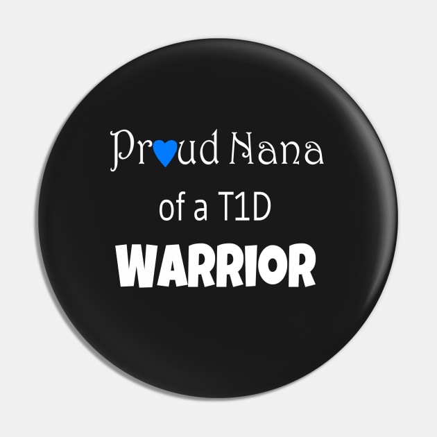 Proud Nana - White Text - Blue Heart Pin by CatGirl101