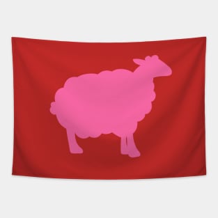 Sheep Silhouette Pattern in Pink Tapestry