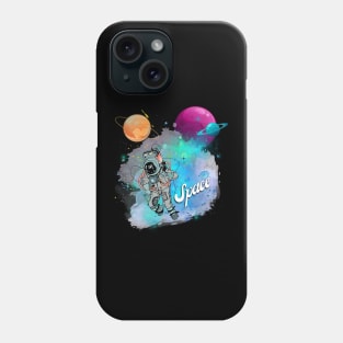 Astronaut in space with bright colors and a retro feel Phone Case