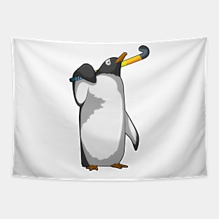 Penguin at Hockey with Hockey stick Tapestry