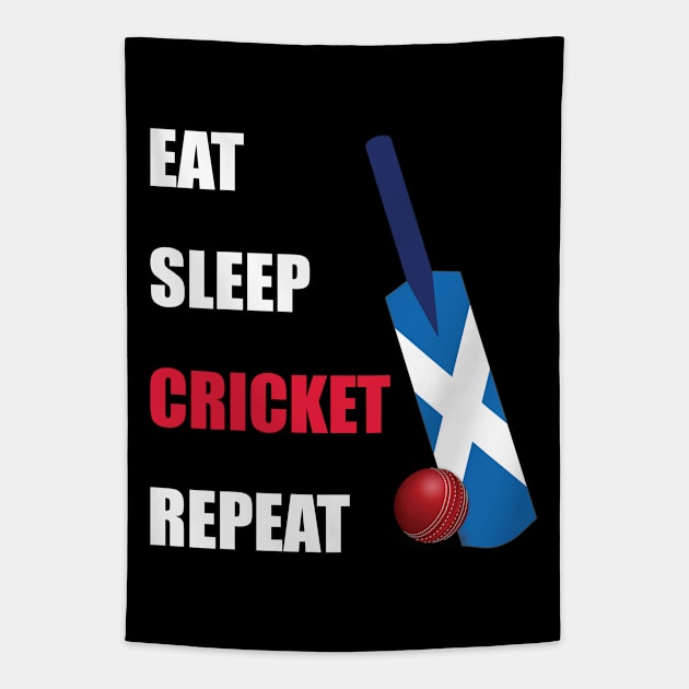 Eat Sleep Cricket Repeat Scotland Flag Tapestry by DPattonPD