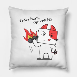 Train hard, see results - aknyangi, cat miaw lovers Pillow