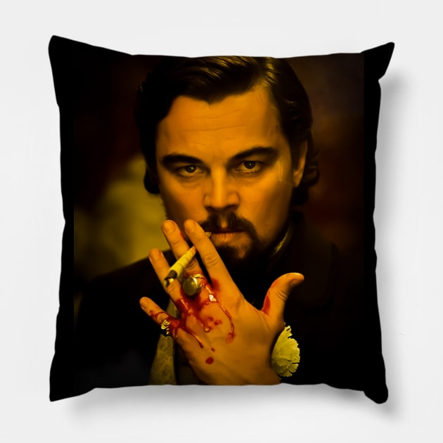 Leonardo Di Caprio Art Pillow by Paskwaleeno