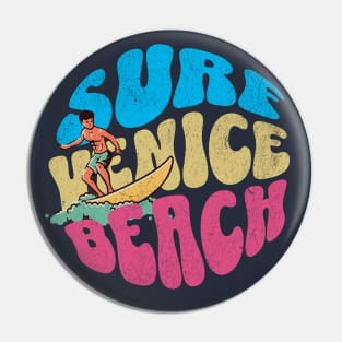 Surf Venice Beach California Vintage Surfboard Surfing Pin