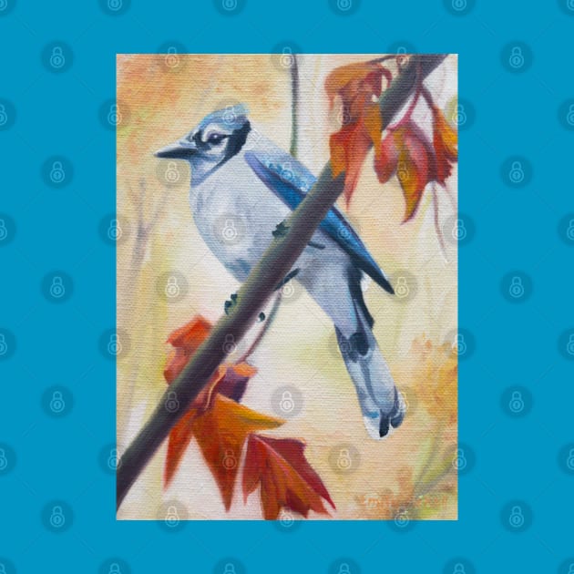 Prophet - blue jay in autumn painting by EmilyBickell