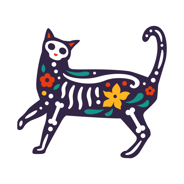 Colorful Day of the Dead Cat | Dia de los Muertos Gato by SLAG_Creative