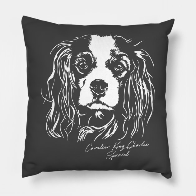 Cavalier King Charles Spaniel dog portrait Pillow by wilsigns