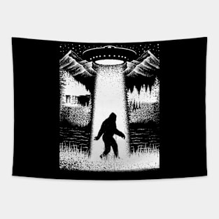 Bigfoot Ufo Abduction Tapestry