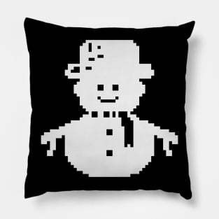 White Snowman pixel art Pillow