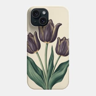 Cafe Noir Tulip, Vintage Botanical Phone Case