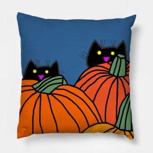 Two Cats in the Pumpkin Patch Pillow