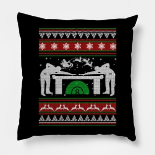 Billiards Ugly Christmas Sweater Gift For Sports Lover Pillow