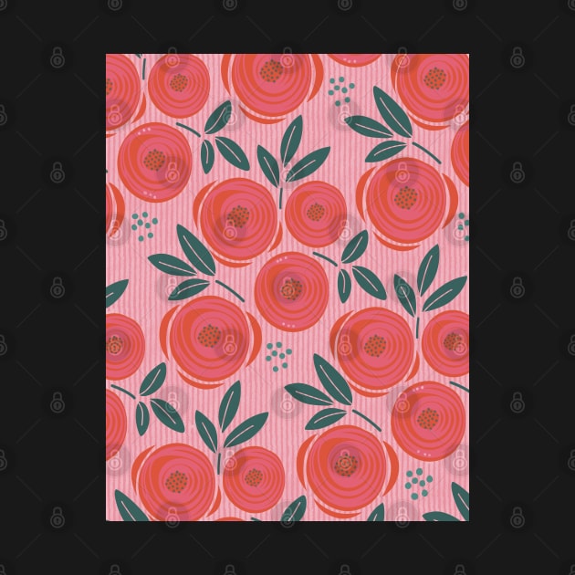 Roses are red, abstract pattern with red roses on a pink striped bottom by marina63