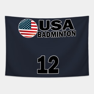 USA Badminton Number 12 T-shirt Design Tapestry