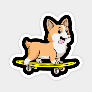 Dog as Skater with Skateboard Magnet