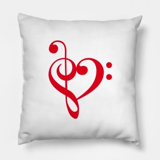 I love music, red heart with music notes Pillow